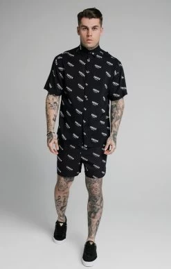 SikSilk Black Print Resort Shirt -Style Zone Shop SS 18503 4