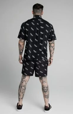 SikSilk Black Print Resort Shirt -Style Zone Shop SS 18503 5