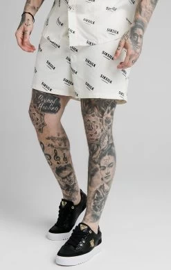 SikSilk Ecru Print Swim Short