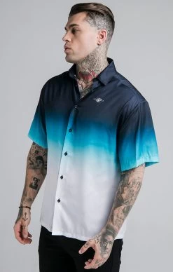 SikSilk Navy Fade Resort Shirt