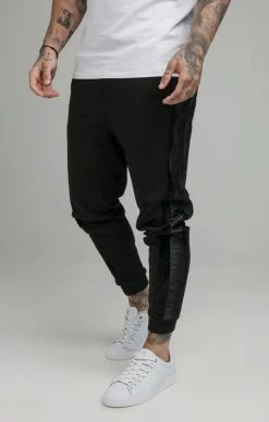 SikSilk Black Opulent Taped Cuffed Pant