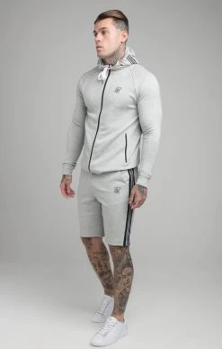 SikSilk Grey Marl Tape Detail Zip-Thru Track Top -Style Zone Shop SS 18620 SS 18619 002