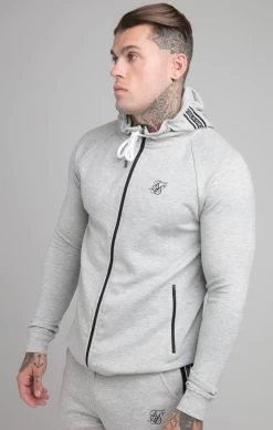 SikSilk Grey Marl Tape Detail Zip-Thru Track Top
