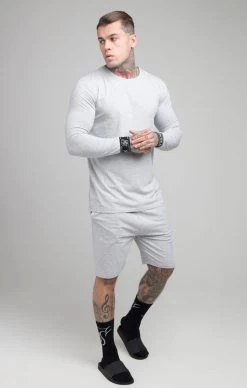 SikSilk Grey Marl Long Sleeve T-Shirt -Style Zone Shop SS 18676 5 4dcc274a a2ce 4158 a1b9 257f7be57308