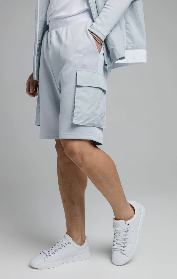 SikSilk Blue Crushed Nylon Cargo Short 3 SikSilk Blue Crushed Nylon Cargo Short