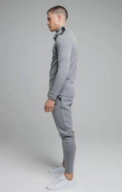SikSilk Grey Marl Quarter Zip Sport Top -Style Zone Shop SS 18737 005 72419d4f 2155 474b 9ba0 06236a962581