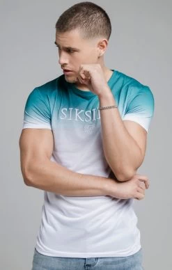 SikSilk Teal Embroidered Muscle Fit T-Shirt