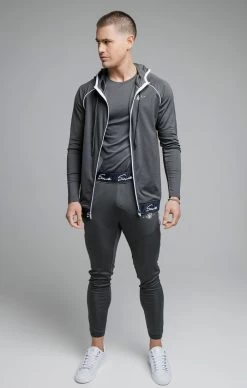 SikSilk Grey Signature Tape Zip Through Hoodie -Style Zone Shop SS 19151 SS 19155 002 7f43d795 db25 483a 8760 4c00e9553167