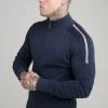 SikSilk Navy Tape Detail Zip-Thru Track Top -Style Zone Shop SS 19212 007