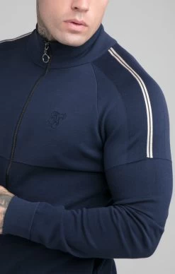 SikSilk Navy Tape Detail Zip-Thru Track Top -Style Zone Shop SS 19212 008