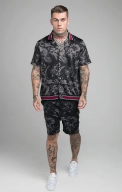 SikSilk Black Hawaii Resort Shirt -Style Zone Shop SS 19299 3
