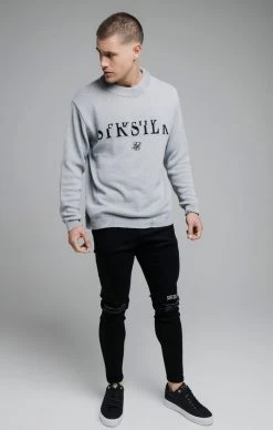 SikSilk Grey Knitted Sweatshirt -Style Zone Shop SS 19446 007 8b85183d 956a 4c4e 9986 f1820e59ac58