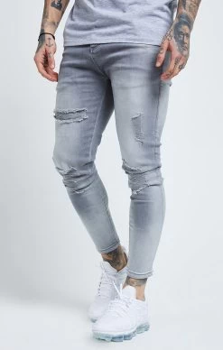 SikSilk Grey Essential Distressed Skinny Jean
