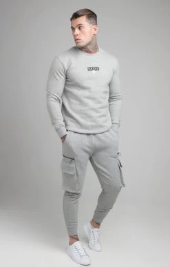 SikSilk Grey Marl Embossed Print Sweatshirt -Style Zone Shop SS 19676 SS 19180 004