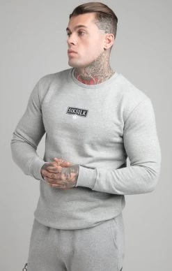 SikSilk Grey Marl Embossed Print Sweatshirt