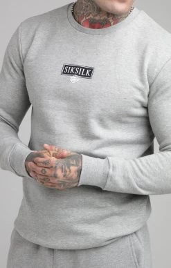 SikSilk Grey Marl Embossed Print Sweatshirt -Style Zone Shop SS 19676 SS 19180 007 2fd8257a 8a67 4d0c 8bad 2986ac20bf4c