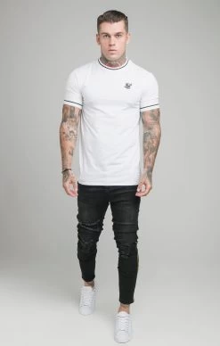 SikSilk Imperial Retro Rib Gym Tee - White & Black -Style Zone Shop SS 19756 3 775c8f77 5a1f 410c 99d8 7eaba59e5b32