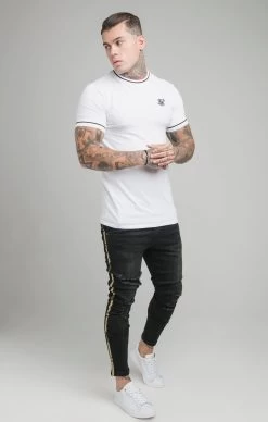 SikSilk Imperial Retro Rib Gym Tee - White & Black -Style Zone Shop SS 19756 4 25b0072d 8f37 485c 864c 7d9d29bc41d0