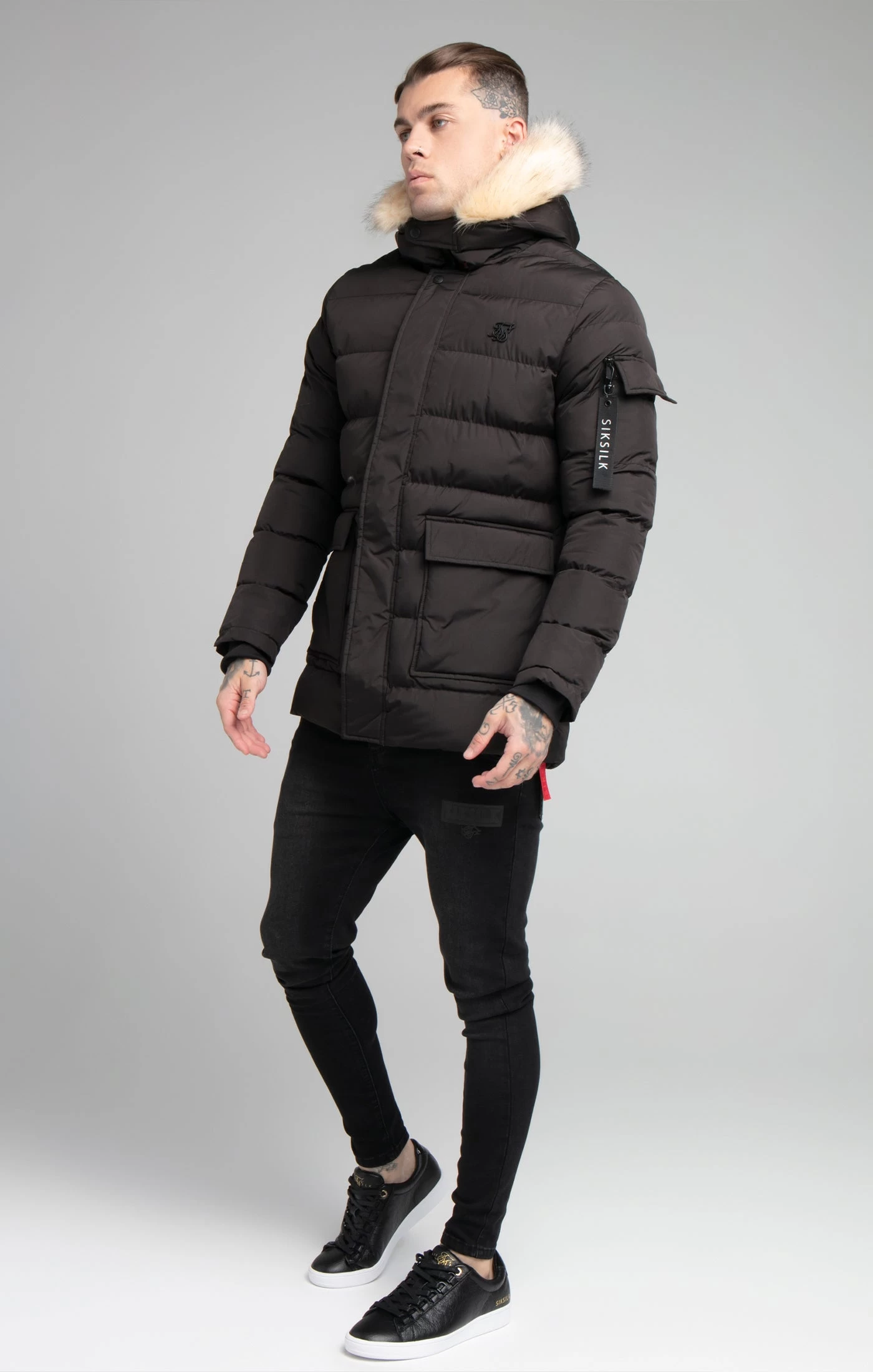 SikSilk Black Expedition Parka 5 SikSilk Black Expedition Parka - Image 3