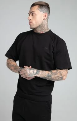 SikSilk Black Relaxed Crew Sweatshirt