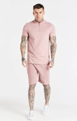 SikSilk Dusty Pink Smart Baseball Collar T-Shirt -Style Zone Shop SS 19858 3 c038e257 e0c9 4436 afd6 3fe4cc38285a