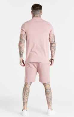 SikSilk Dusty Pink Smart Baseball Collar T-Shirt -Style Zone Shop SS 19858 5 be5977cb a627 4e45 98a8 5667011a32ef