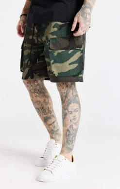 SikSilk Green Camo Cargo Short
