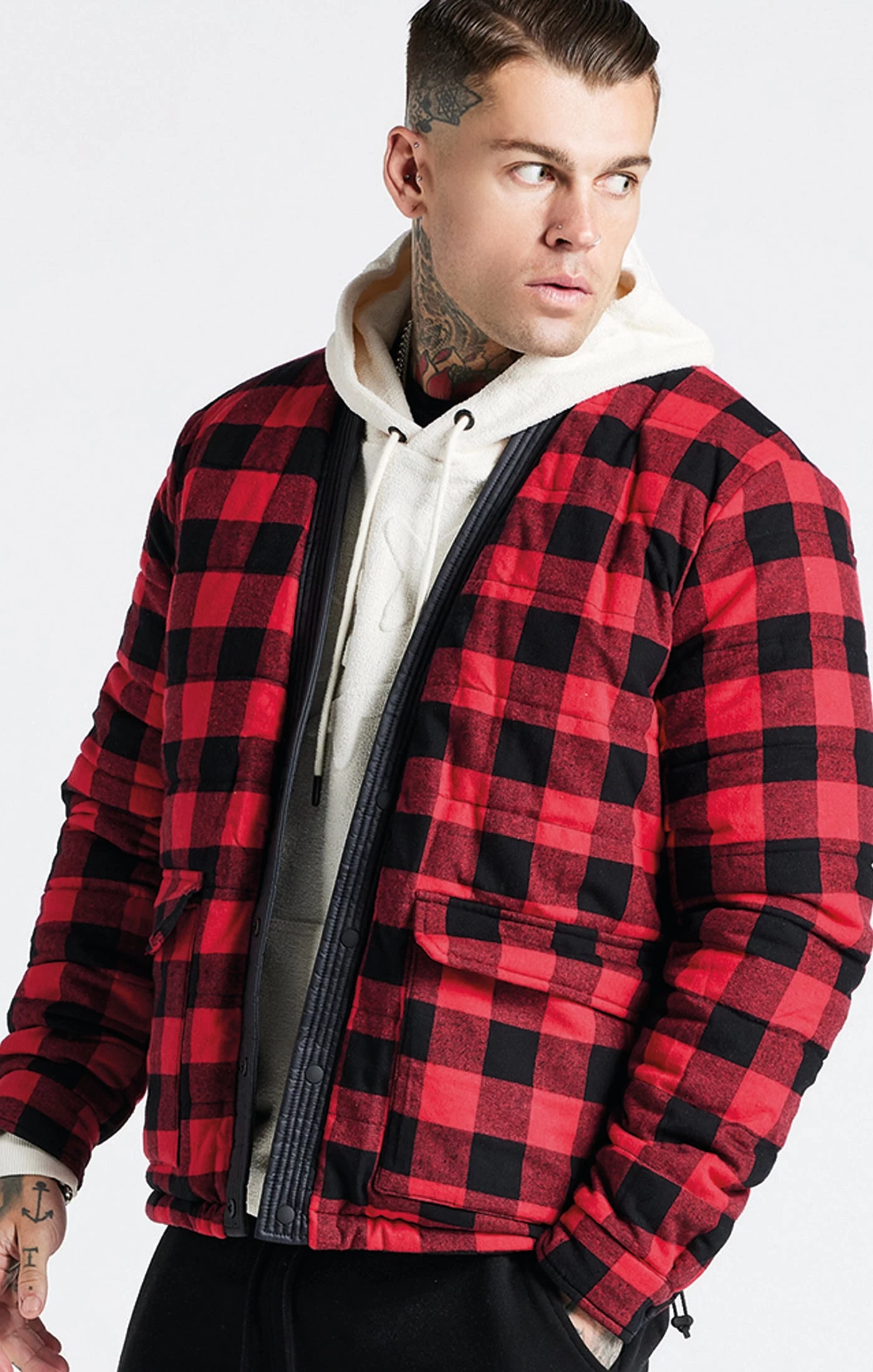 Steve Aoki X SikSilk Red Check Reversible Bomber 3 Steve Aoki X SikSilk Red Check Reversible Bomber