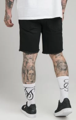 SikSilk Black Raw Hem Relaxed Denim Short -Style Zone Shop SS 20079 4 8ce0ec32 35ec 42db ae0b 0b6292b8ed40