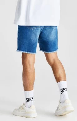 SikSilk Blue Raw Hem Relaxed Denim Short -Style Zone Shop SS 20080 4