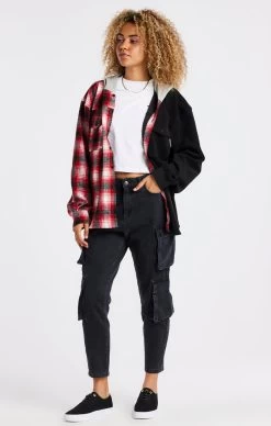 SikSilk Black Half Contrast Hooded Shirt -Style Zone Shop SS 20081 0002 fd680a74 ce43 4328 b485 7c8032f0a0e7