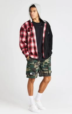 SikSilk Black Half Contrast Hooded Shirt -Style Zone Shop SS 20081 012 3a01885d 63ed 4e81 9feb 5554bb378d0b