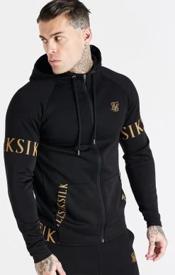 SikSilk Black Dynamic Zip Through Hoodie