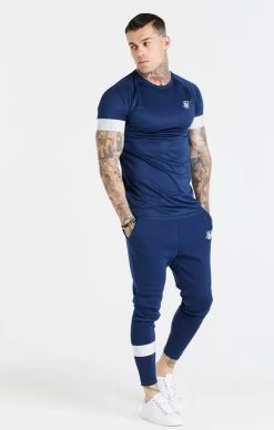 SikSilk Navy Elastic Cuff T-Shirt -Style Zone Shop SS 20099 3 1362bae8 d478 4a98 a4dc 8cfe9c5779c4