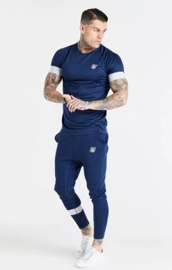 SikSilk Navy Elastic Cuff T-Shirt -Style Zone Shop SS 20099 4 b14d68d6 8666 491b 955c 29975b3c143e