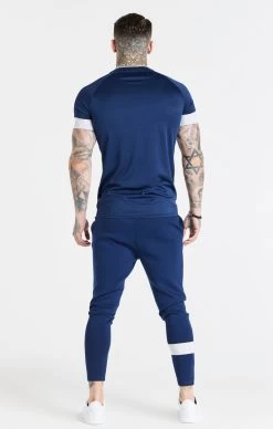 SikSilk Navy Elastic Cuff T-Shirt -Style Zone Shop SS 20099 5 3f255856 0933 4b22 b8f8 9c5ac94414d0