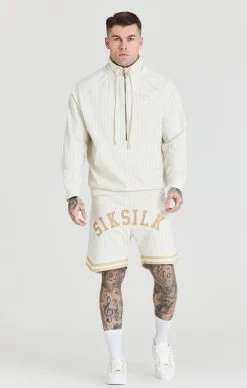 SikSilk Ecru Retro Half Zip Funnel Track Top -Style Zone Shop SS 20239 3 59ebeae6 c271 4fc2 942b 066edd8bb082