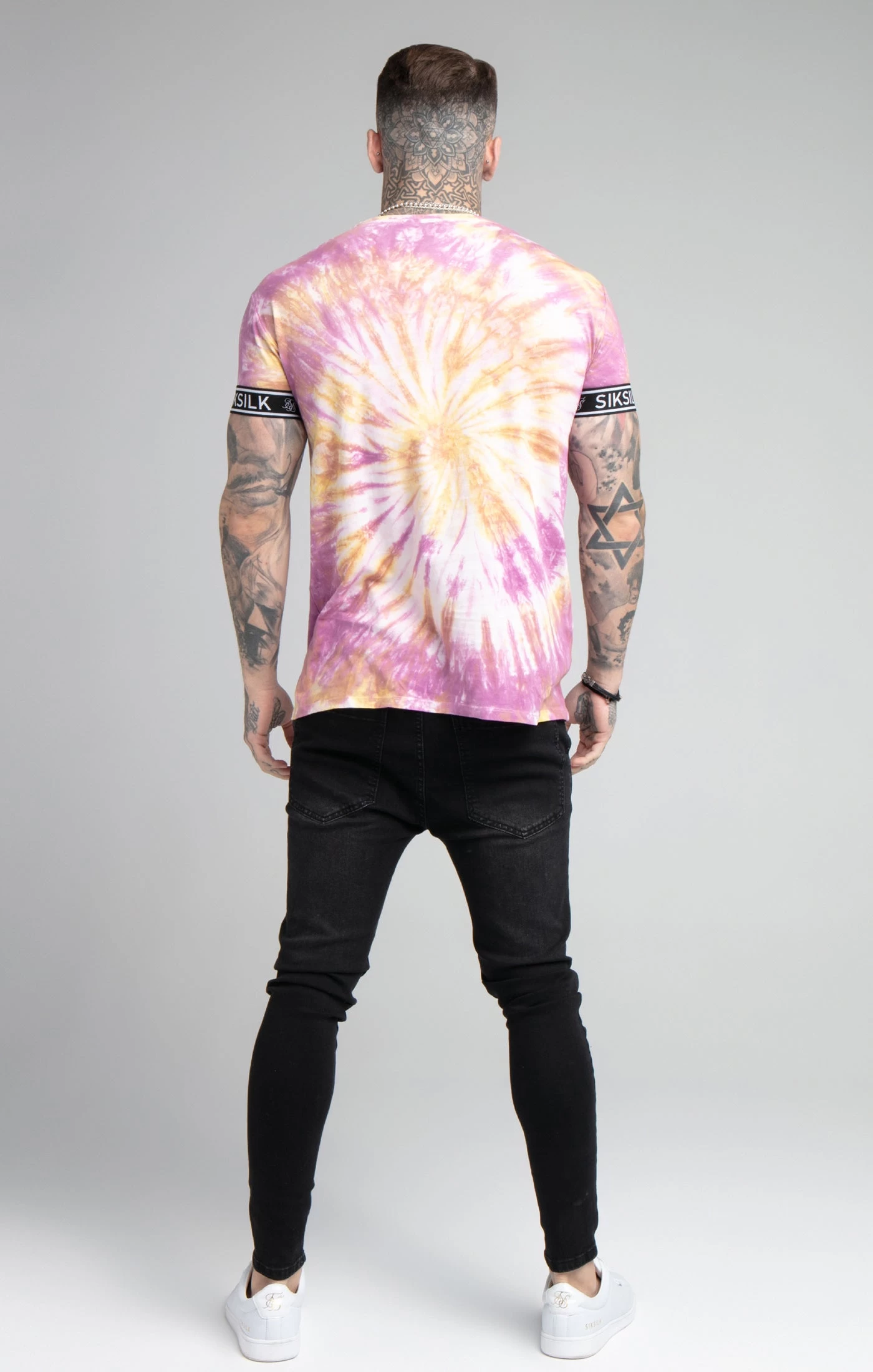 SikSilk Pink Tie Dye Elastic Cuff T-Shirt 7 SikSilk Pink Tie Dye Elastic Cuff T-Shirt - Image 5