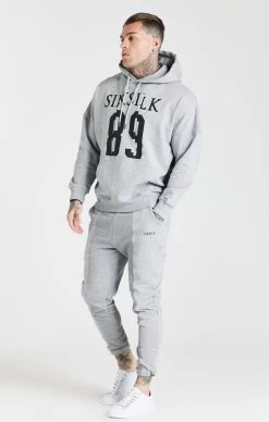 SikSilk Grey Cut And Sew Logo Overhead Hoodie -Style Zone Shop SS 20265 4 160e4527 46fd 465a 810d 534ae09bf2db