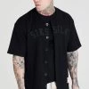SikSilk Black Applique Logo Baseball Jersey -Style Zone Shop SS 20296 1