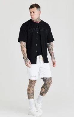 SikSilk Black Applique Logo Baseball Jersey -Style Zone Shop SS 20296 3