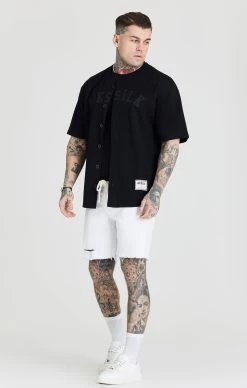 SikSilk Black Applique Logo Baseball Jersey -Style Zone Shop SS 20296 4
