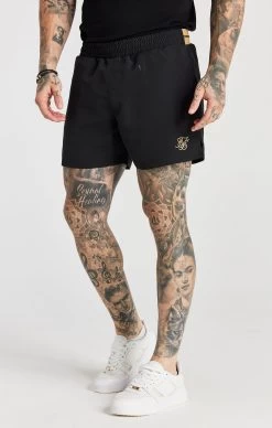 SikSilk Black Embroidered Logo Short