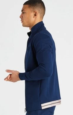 SikSilk Navy Supremacy Funnel Neck Zip Through