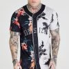 SikSilk Black & Ecru Print Baseball Jersey -Style Zone Shop SS 20428 012 01