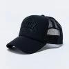 SikSilk Black Applique Patch Foam Mesh Trucker Cap -Style Zone Shop SS 20602 1