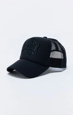 SikSilk Black Applique Patch Foam Mesh Trucker Cap