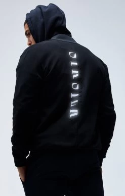 SikSilk Black Reflective Bomber Jacket