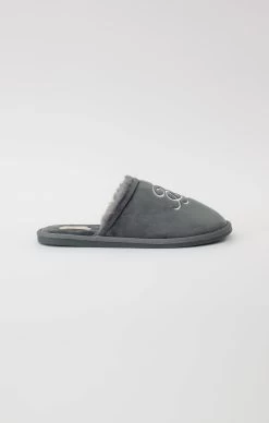 SikSilk Grey Slipper With Embroidered Logo
