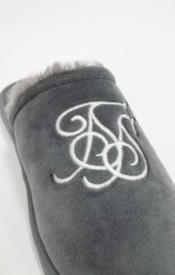 SikSilk Grey Slipper With Embroidered Logo -Style Zone Shop SS 20680 05 e6428a43 0231 475e a9bd 3fc7efd3795a